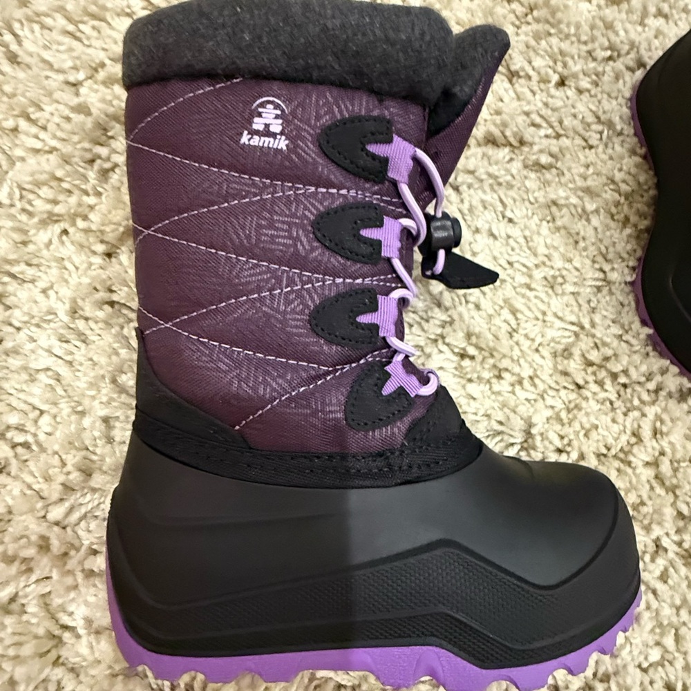 Kamik Black and Purple Kids' Snow Boots